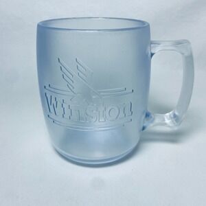 Vintage 90s Winston Cigarettes‎ Plastic Coffee Mug Clear Promotional Item